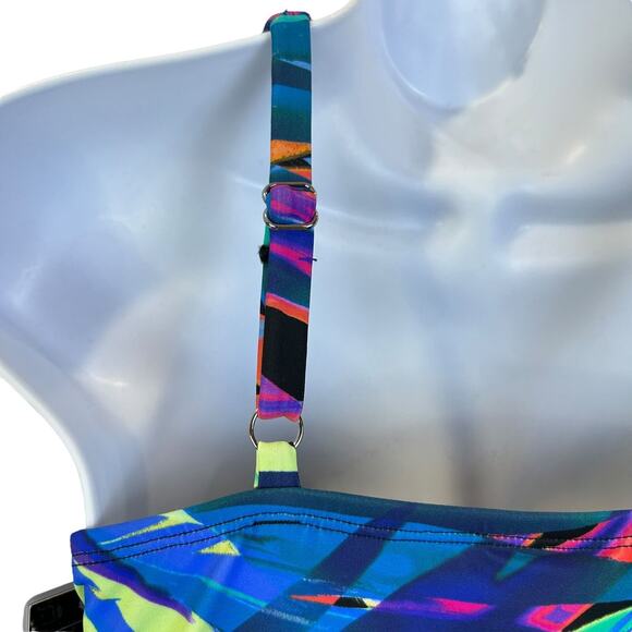 Swim Solutions Bow-Front Swim Dress Black Multicolor 60202186 Women's 10 NWT - Picture 6 of 10